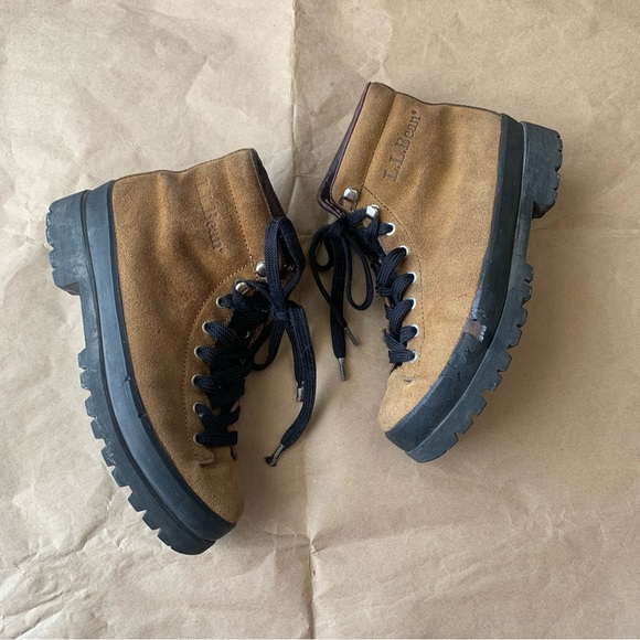 Vintage LL Bean Hiking Boots 5.5 womens D466 Suede Thinsulate - Picture 2 of 11